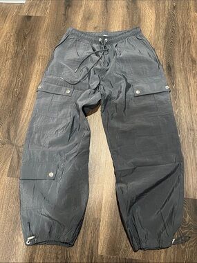 cinq a sept dark gray Nylon Cargo Joggers with Snap Pockets